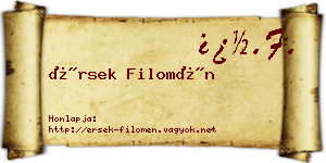 Érsek Filomén névjegykártya